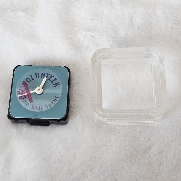 Intel Involved Volunteer Small Desk Clock Gift Employee Cube Block Clear Blue - Picture 4 of 5